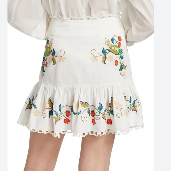 NWOT Farm Rio Pitanga Embroidery Crochet Mini Skirt Medium - Picture 2 of 9